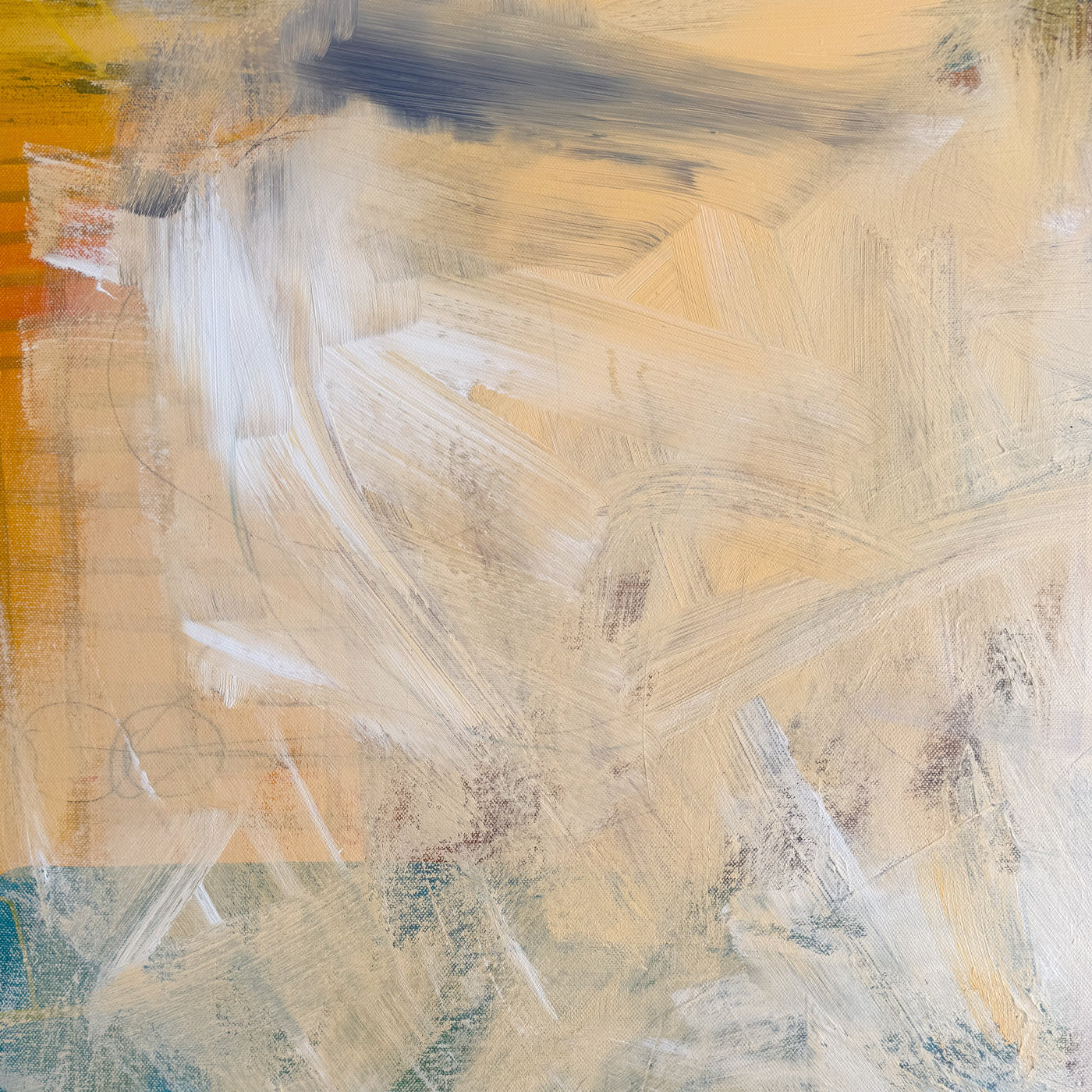 Golden Drift – Abstract Canvas Painting, 30" x 30"