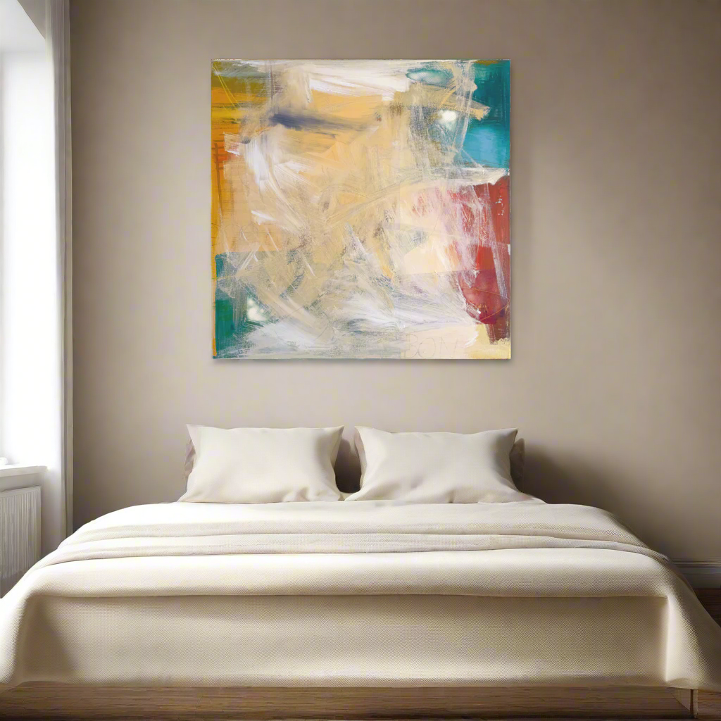 Golden Drift – Abstract Canvas Painting, 30" x 30"