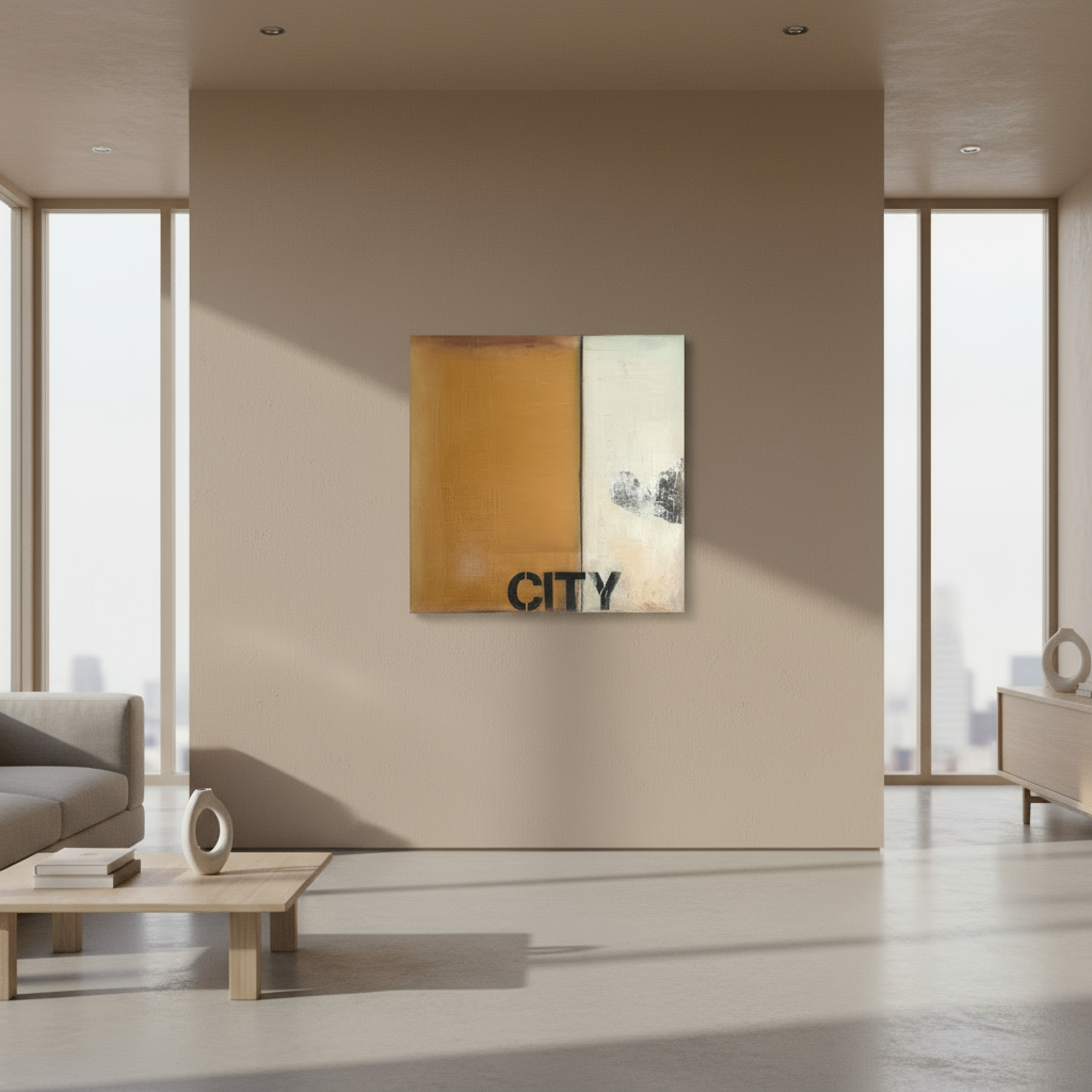City Divide - Minimal Abstract Canvas, 30" x 30"