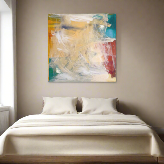 Golden Drift – Abstract Canvas Painting, 30" x 30"