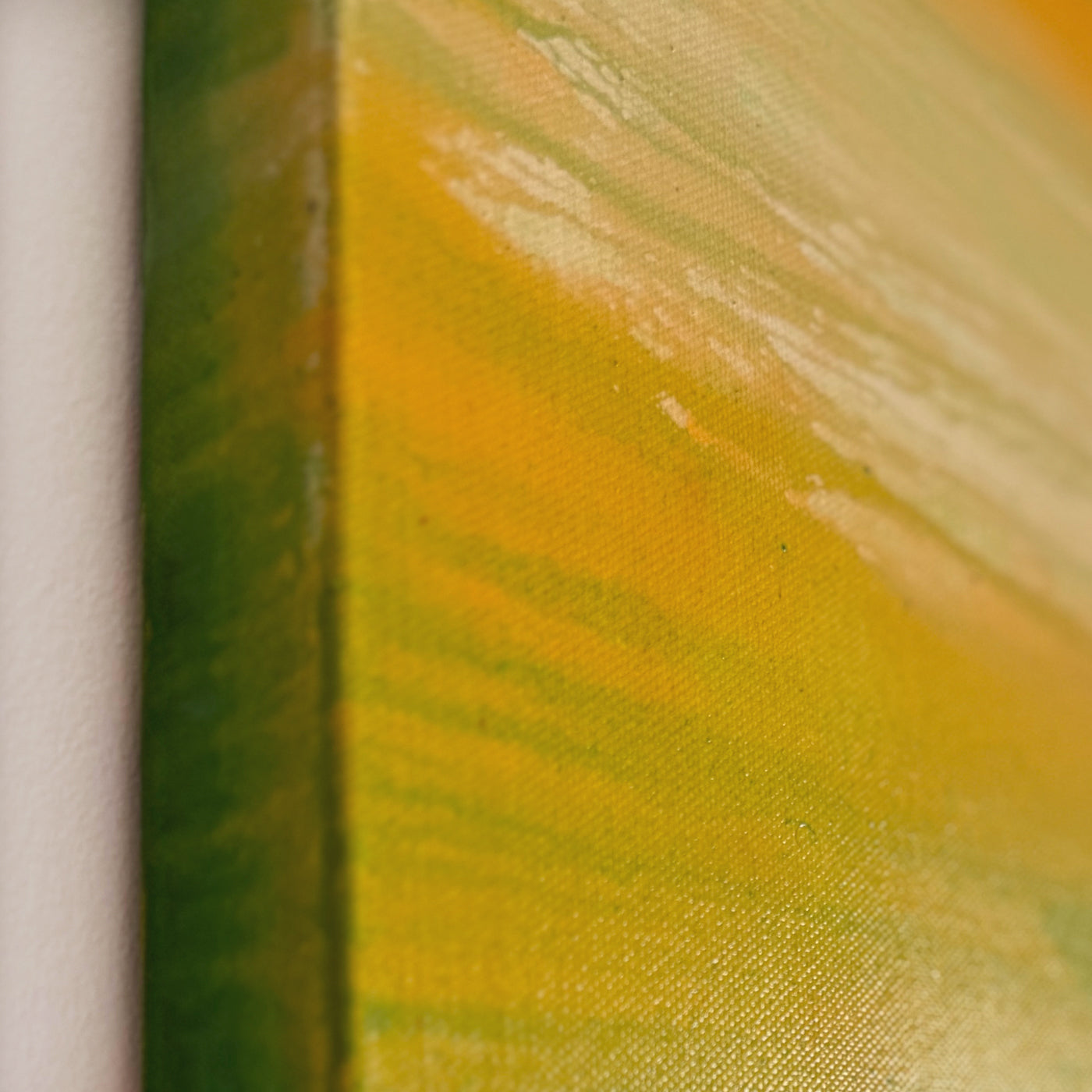 Golden Meadow - Abstract Rectangle Canvas Painting, 16" x 40"