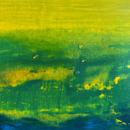 Golden Meadow - Abstract Rectangle Canvas Painting, 16" x 40"