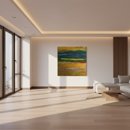 Golden Field - Abstract Canvas, 30" x 30"