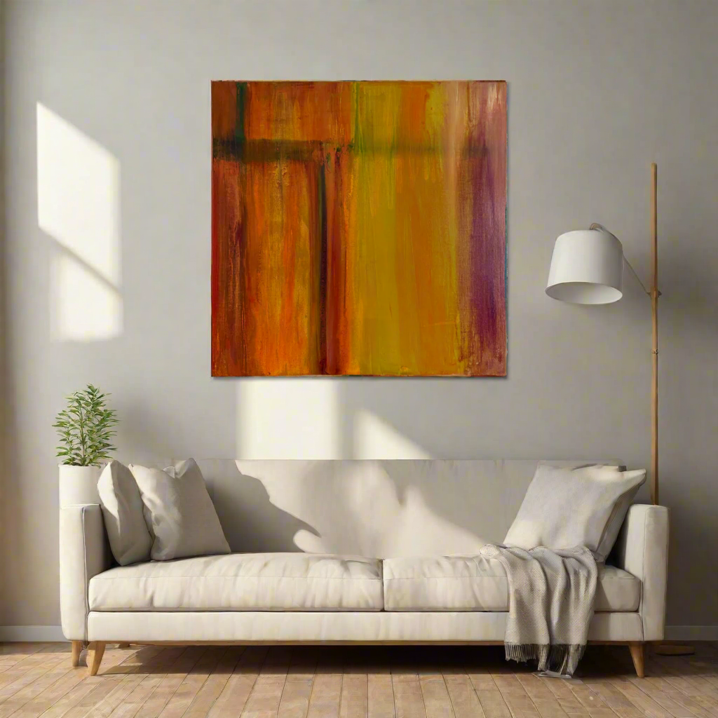 Ember Veil - Abstract Canvas Painting, 30" x 30"